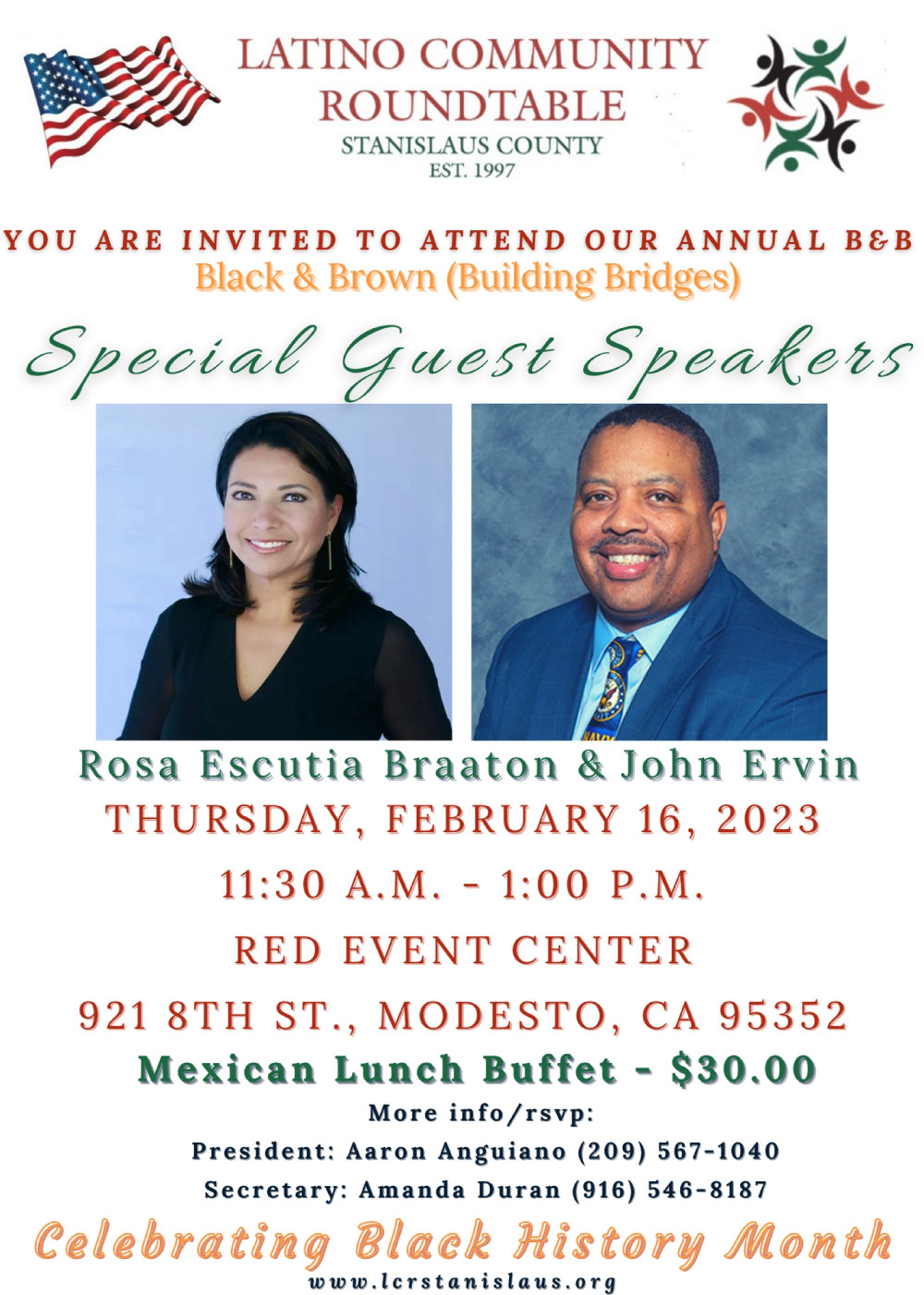 Luncheon buffet on February 16, 2023 with Rosa Braaton and John Ervin