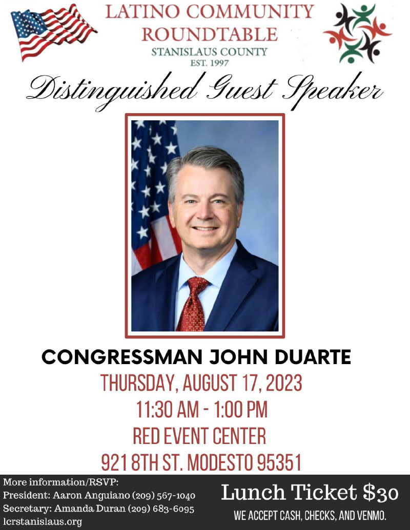 Congressman John Duarte to speak at LCR Stanislaus luncheon