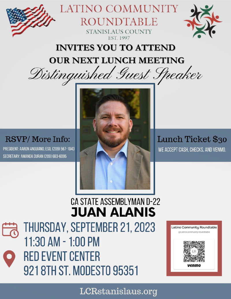 Juan Alanis speaks at LCR Stanislaus luncheon on Sept. 21, 2023